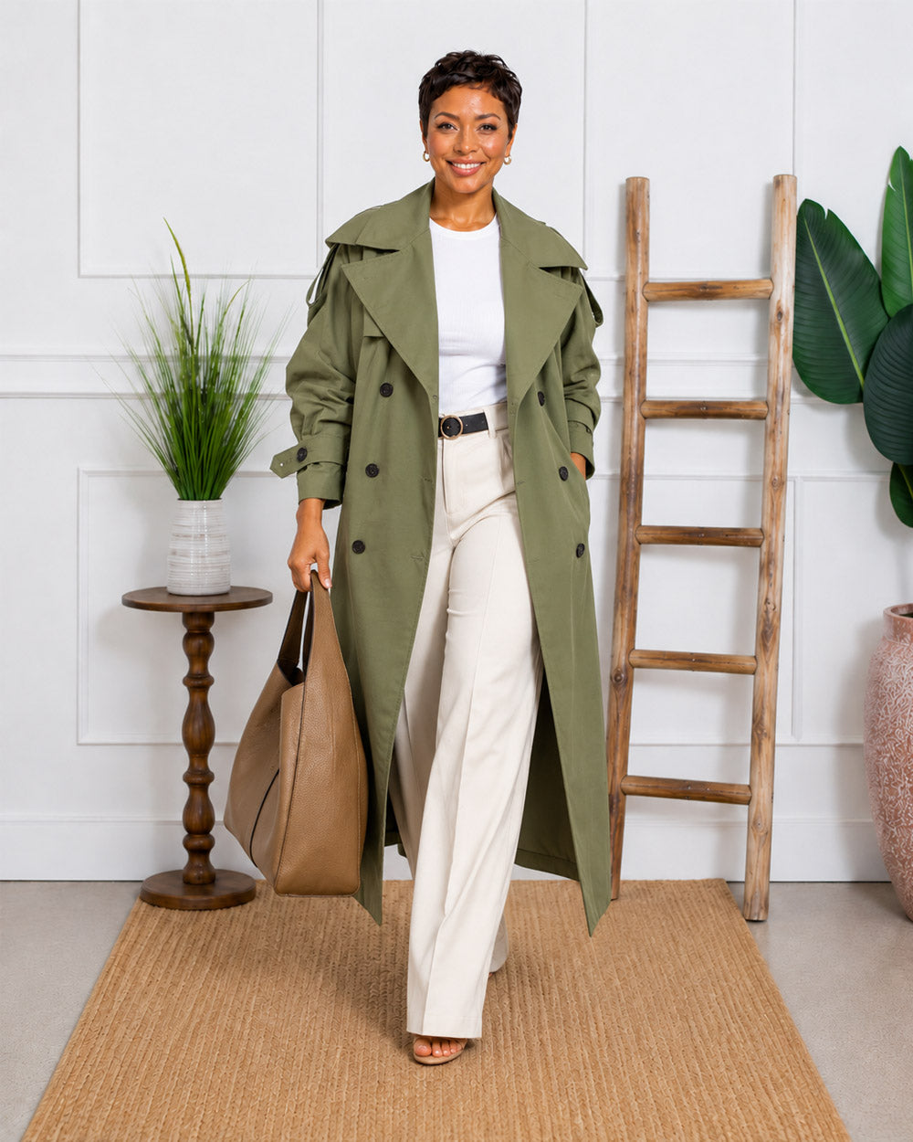 City Entrance Double-Breasted Trench Coat