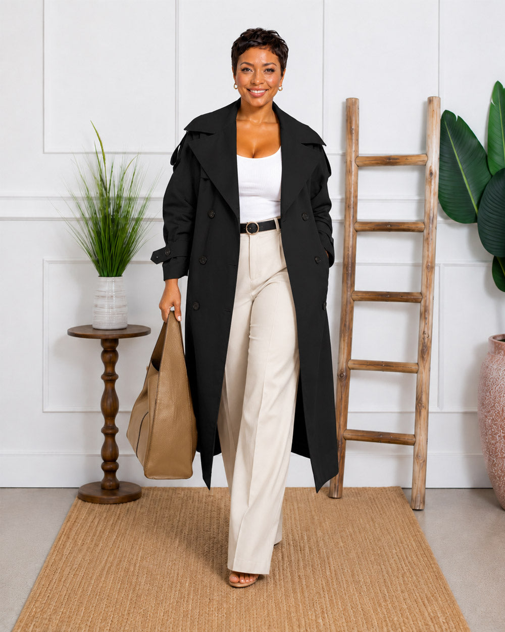 City Entrance Double-Breasted Trench Coat
