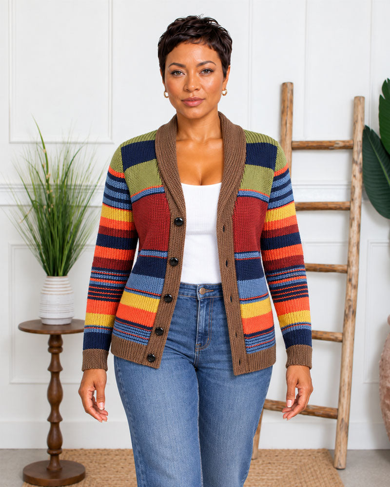 Color Theory Striped Knit Cardigan