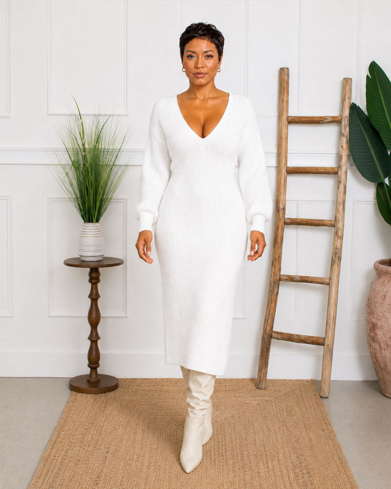 Cozy Season Puff Sweater Dress