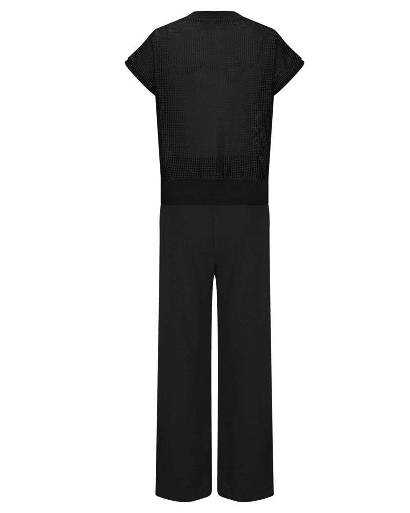 Crochet Top Wide Leg Pants Set