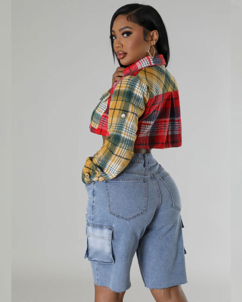 Sofia Crop Flannel Top