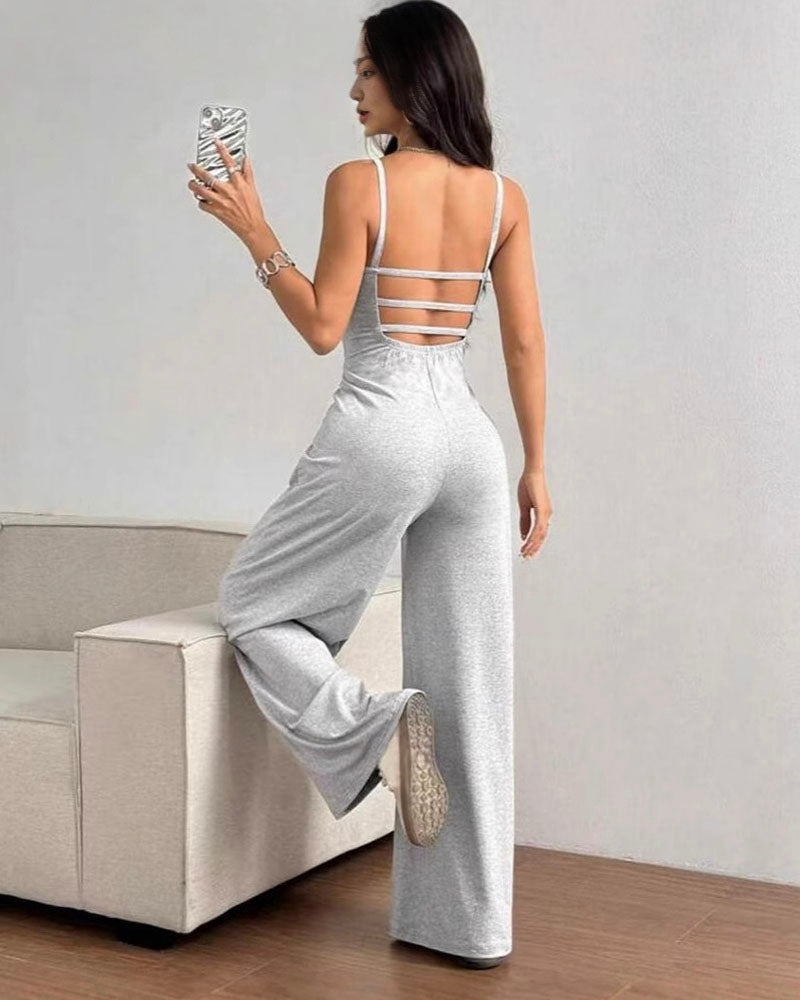 Cross Strap Backless Jumpsuit