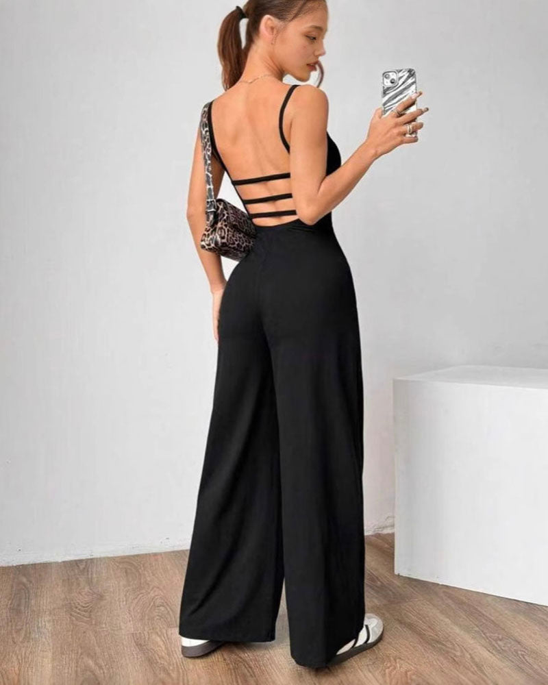 Cross Strap Backless Jumpsuit