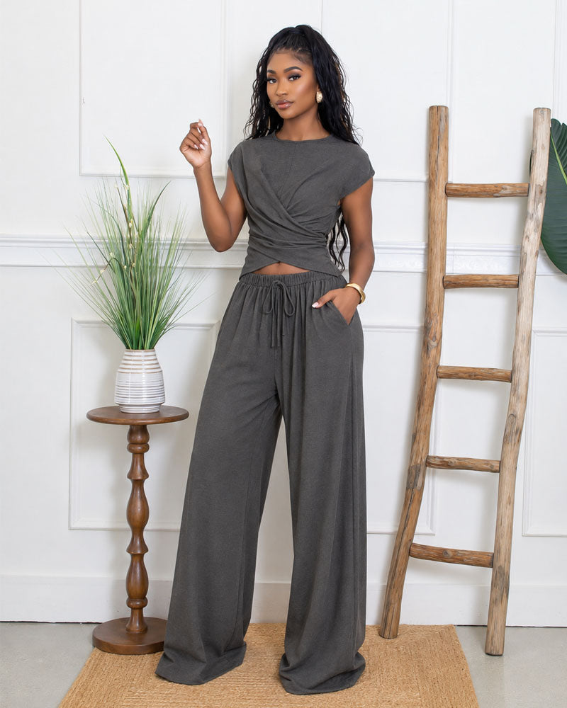 Crosscurrent Linen Wrap Pants Set