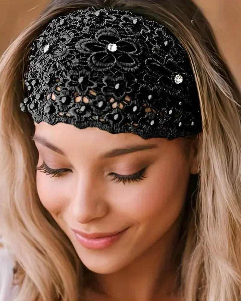 3pcs Crystal & Pearl Embellished Wide Headbands