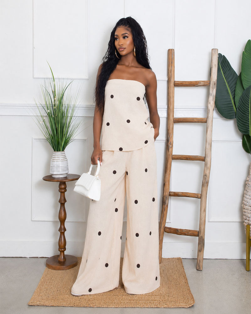 Dot Theory Strapless Pants Set