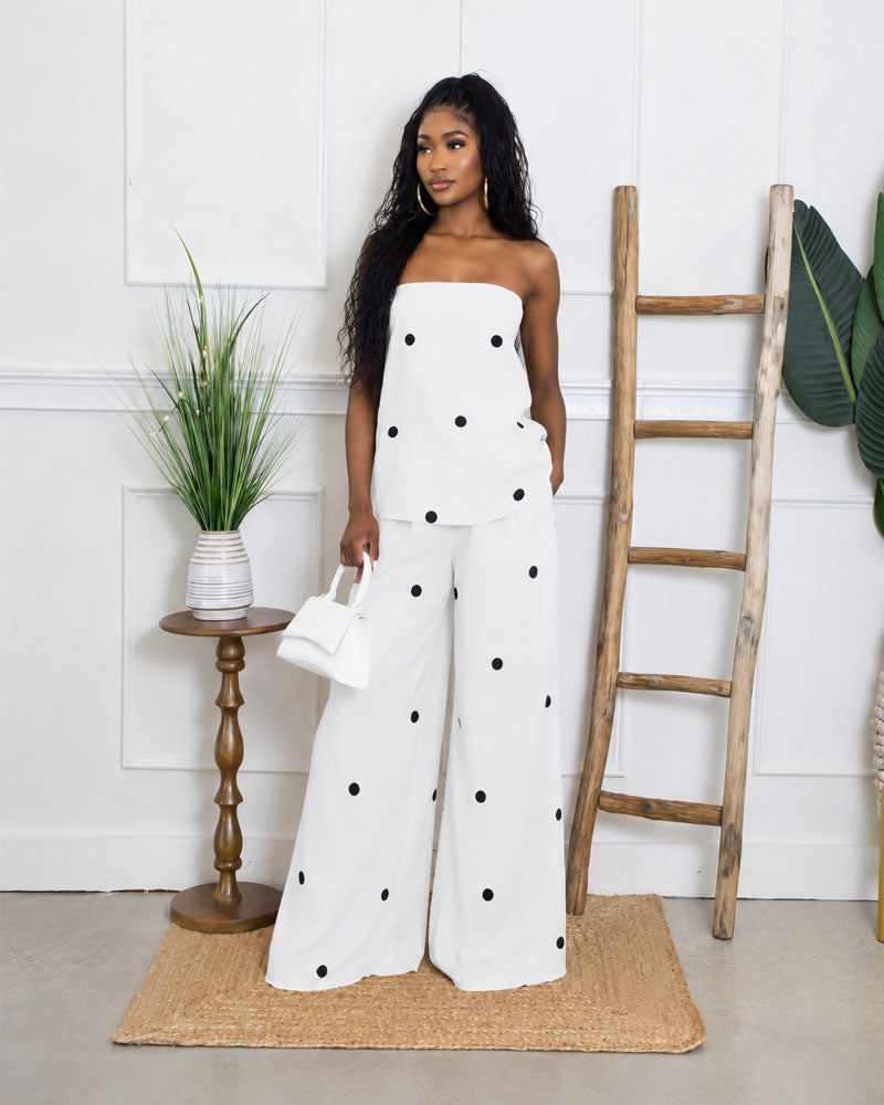 Dot Theory Strapless Pants Set