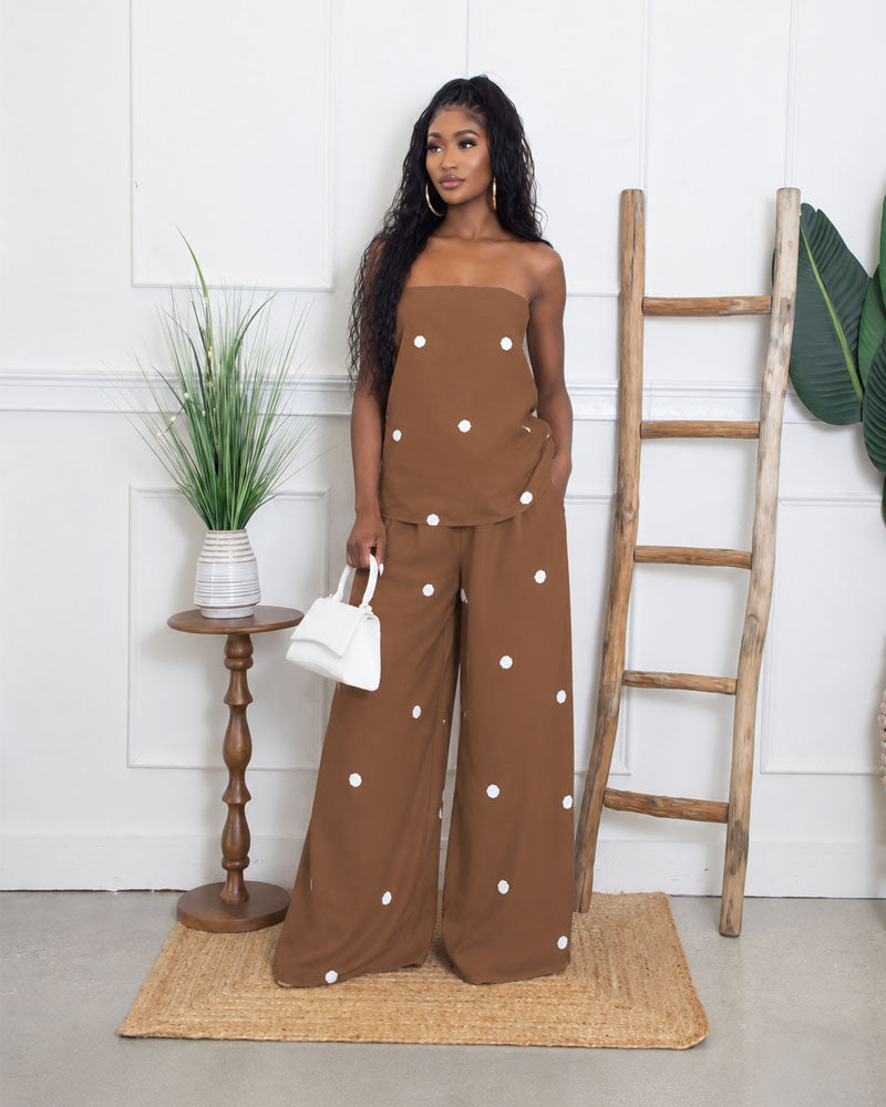 Dot Theory Strapless Pants Set