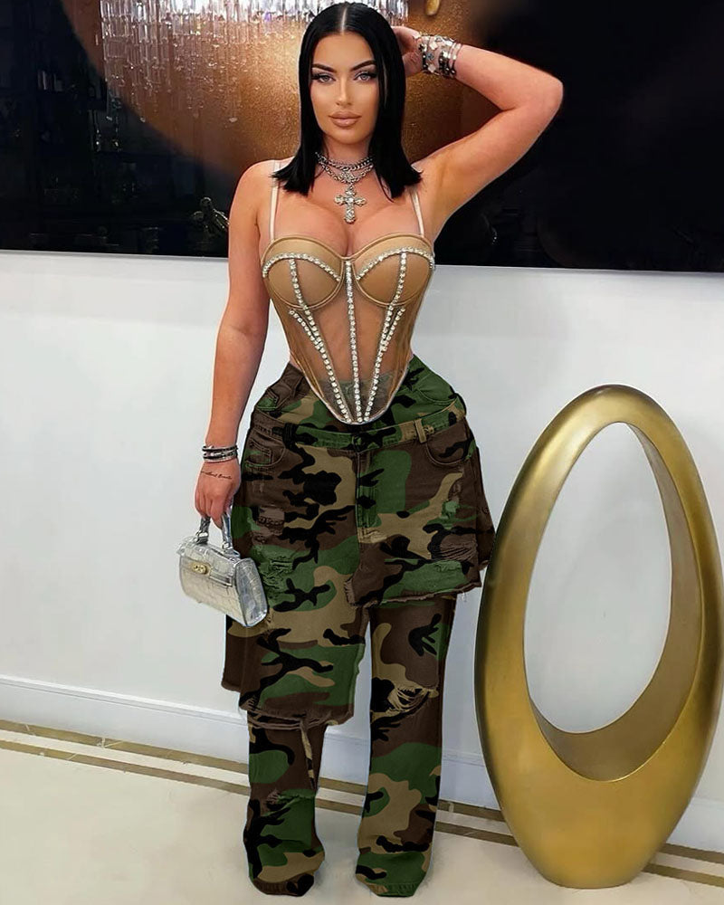 Double Waistband Wide Leg Jeans