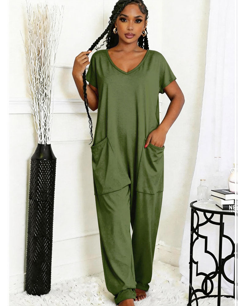 Drop Crotch Jumpsuit With Pockets