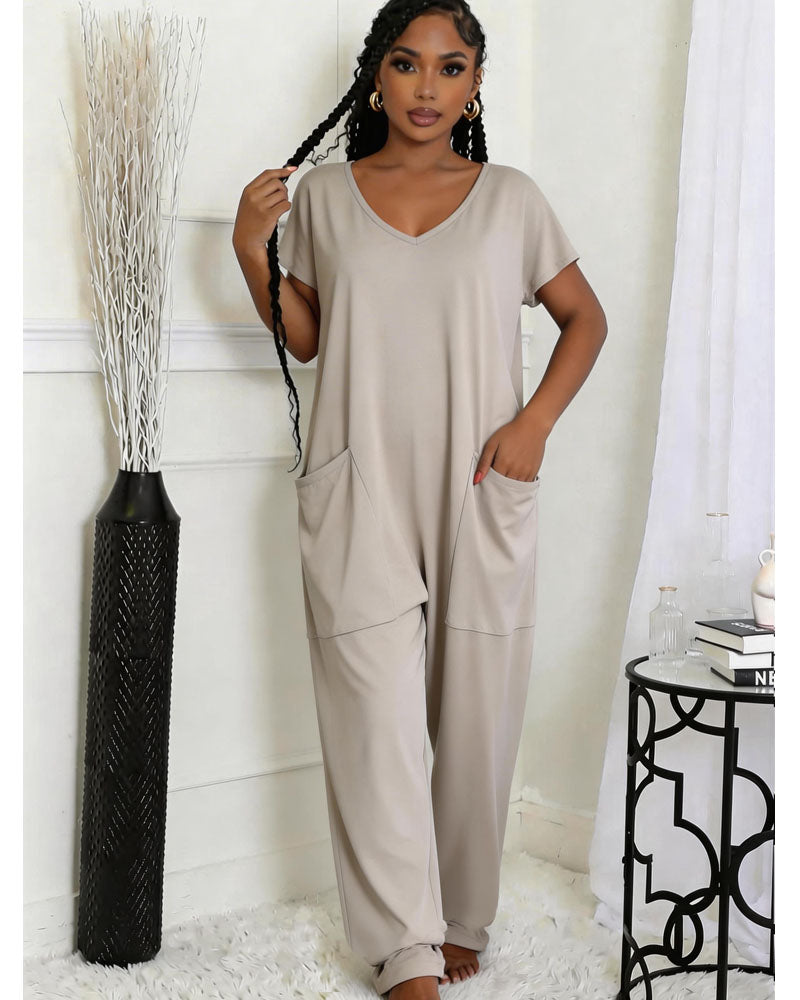 Drop Crotch Jumpsuit With Pockets