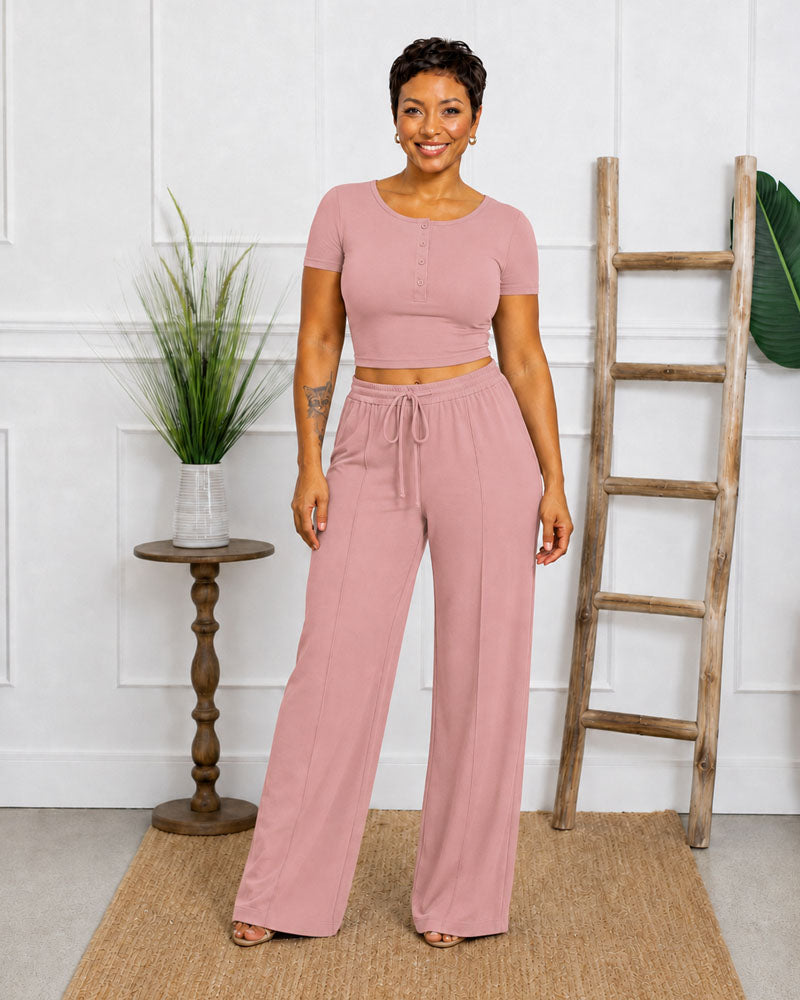 Easy Hours Button-Top Pant Set