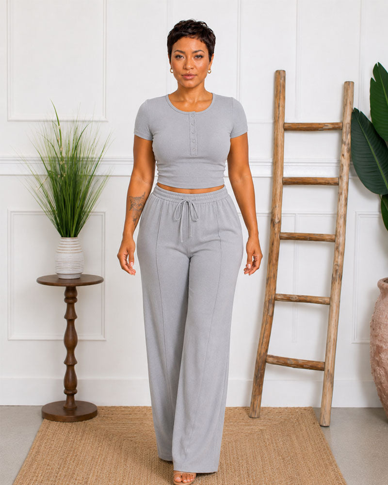Easy Hours Button-Top Pant Set