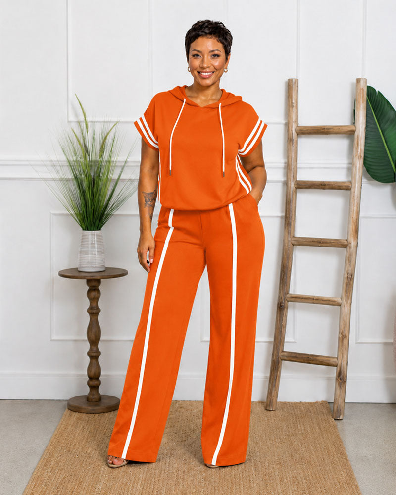 Easy Pace Hooded Wide-Leg Pant Set