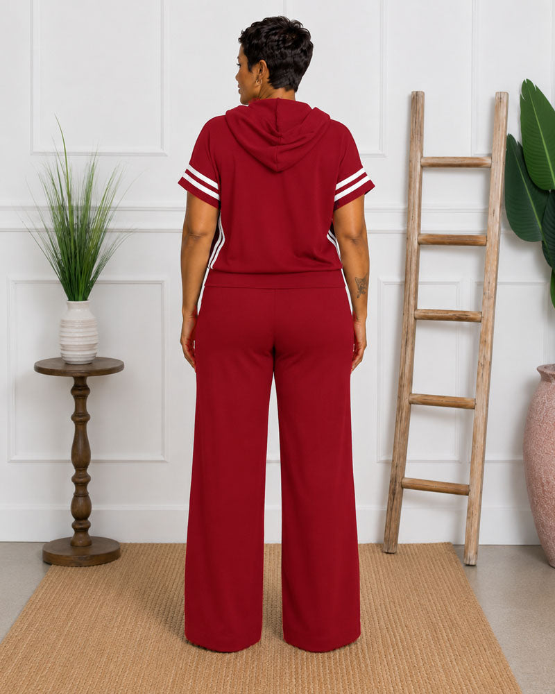 Easy Pace Hooded Wide-Leg Pant Set