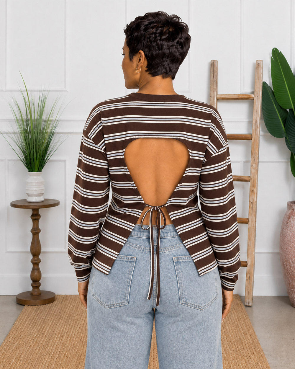 Effortless Open-Back Stripe Top