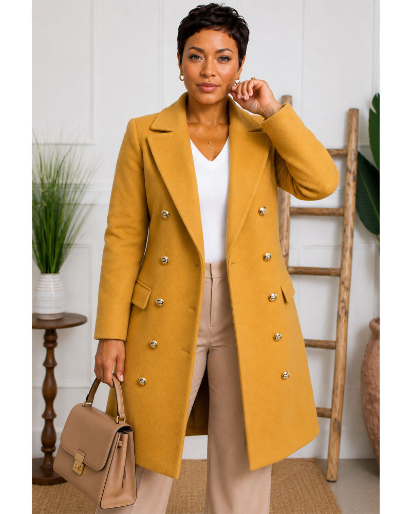 Gilded Line Double-Breasted Blazer Coat
