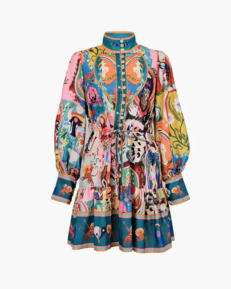 Evergreen Printed Mini Dress
