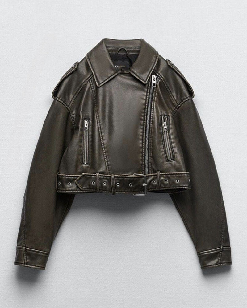 Make My Life Leather Cropped Jacket