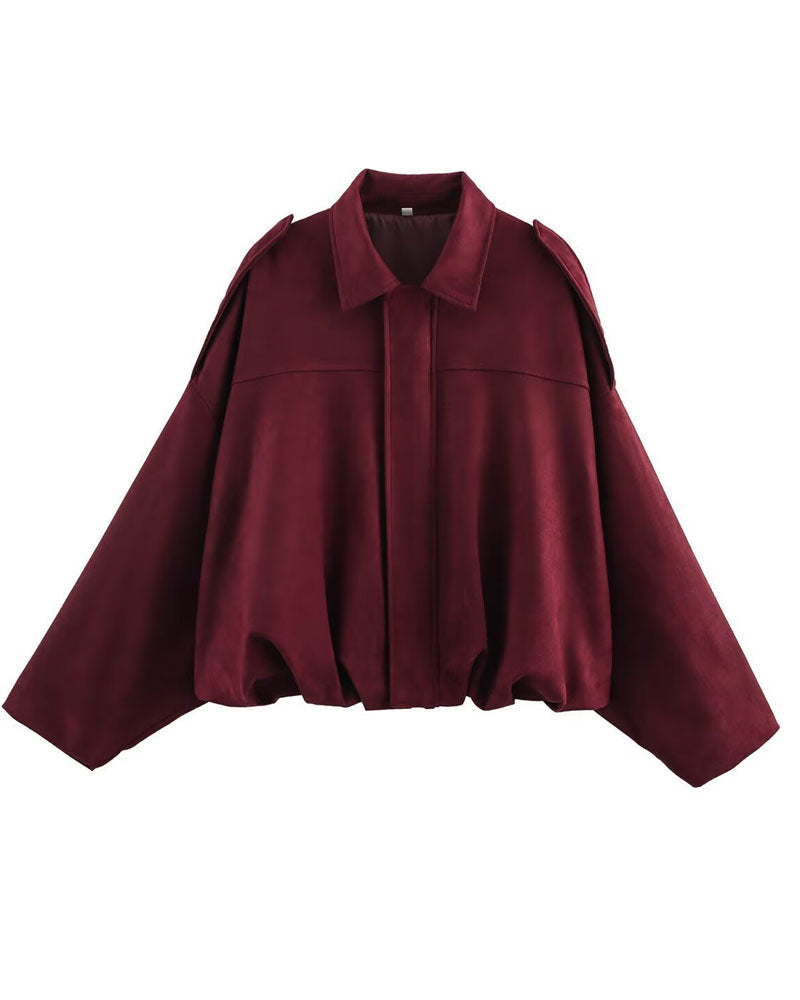 Faux Suede Bomber Jacket