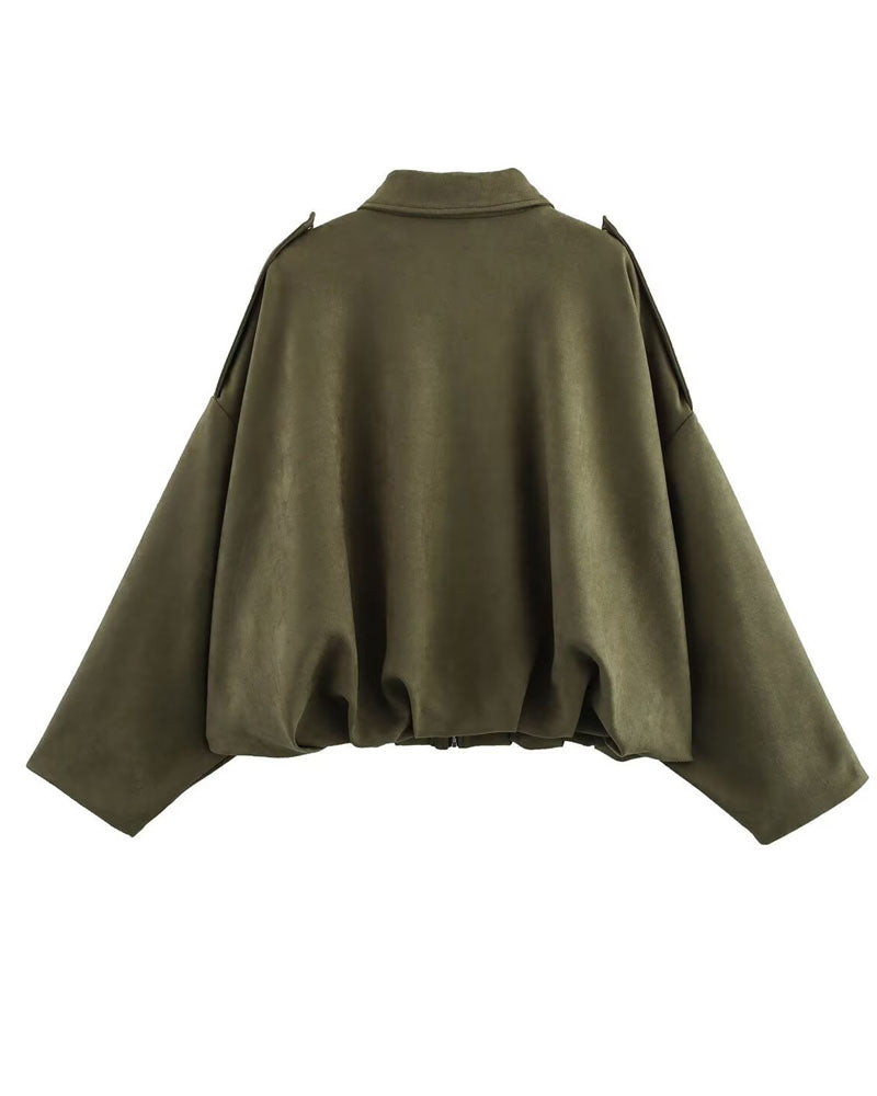 Faux Suede Bomber Jacket