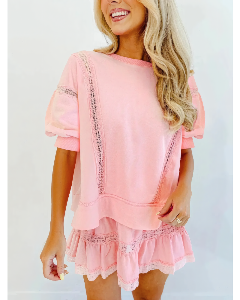 Lace Ribbon Sweat Set