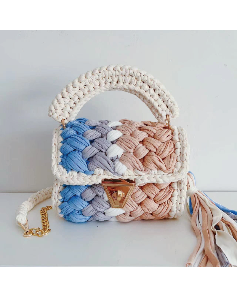 Girl's Colorblock Crochet Shoulder Bag