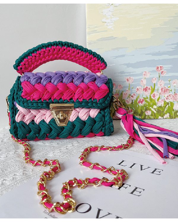 Girl's Colorblock Crochet Shoulder Bag