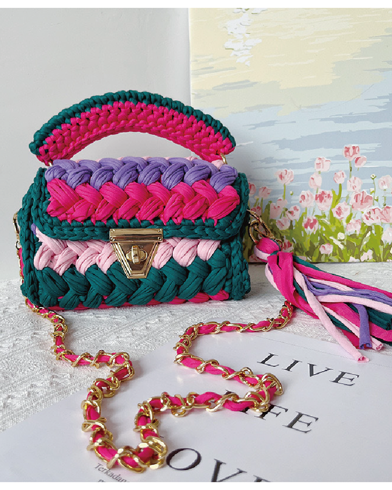 Girl's Colorblock Crochet Shoulder Bag