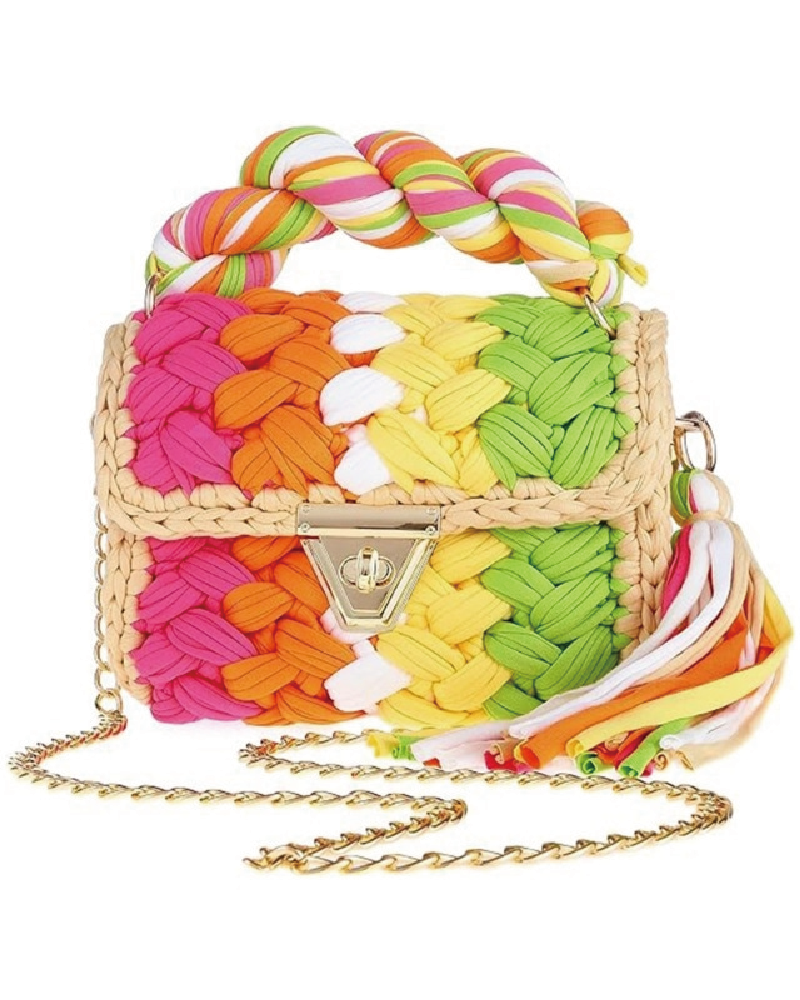 Girl's Colorblock Crochet Shoulder Bag