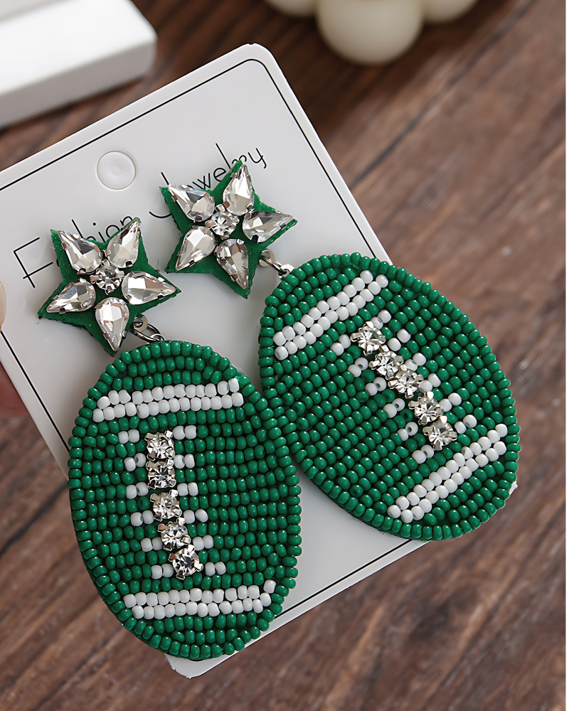 Beaded Football Earrings