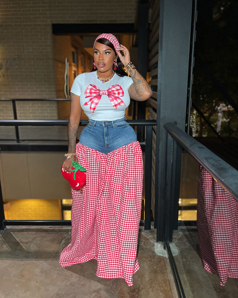 Gingham Denim Set