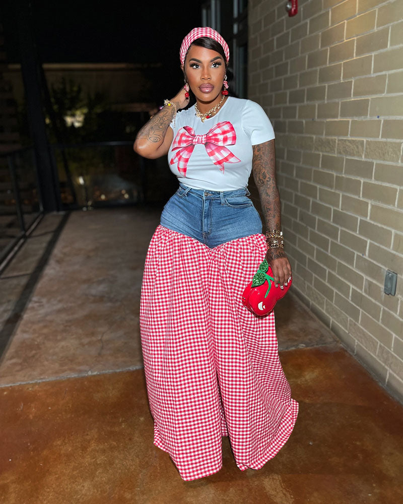 Gingham Denim Set