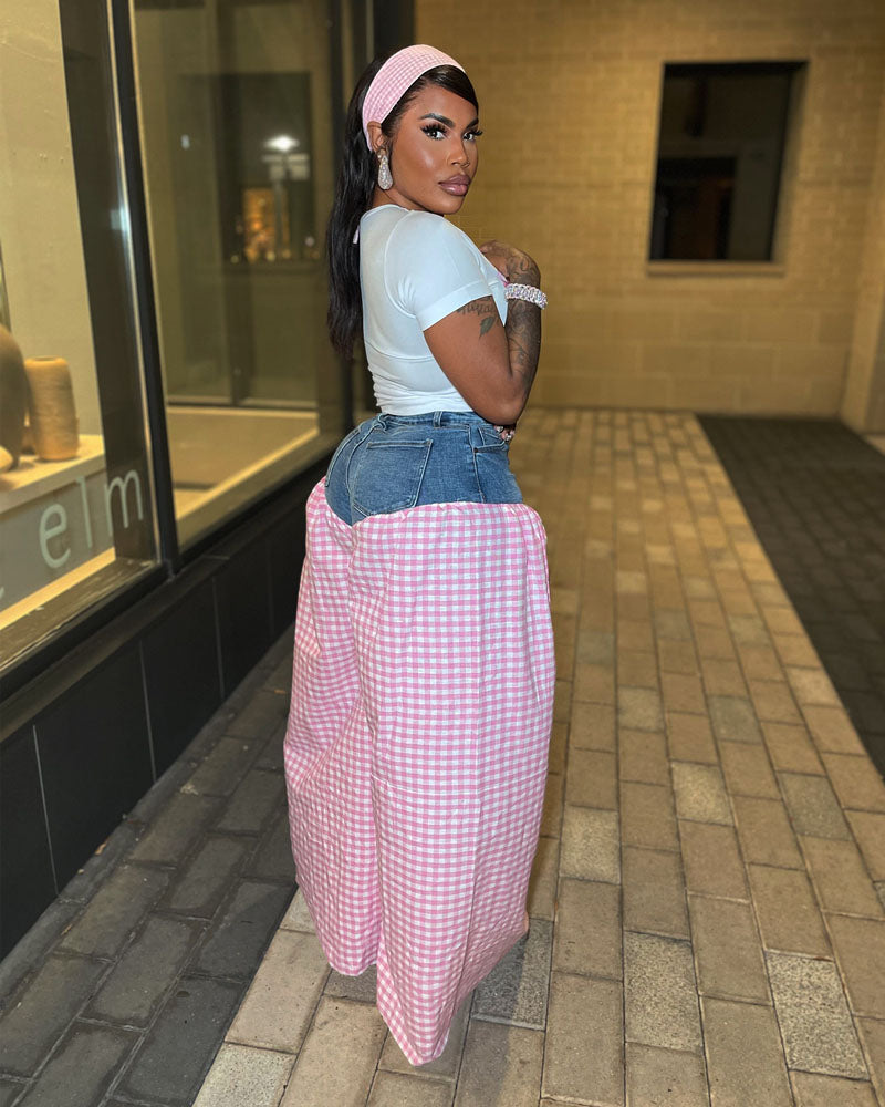 Gingham Denim Set