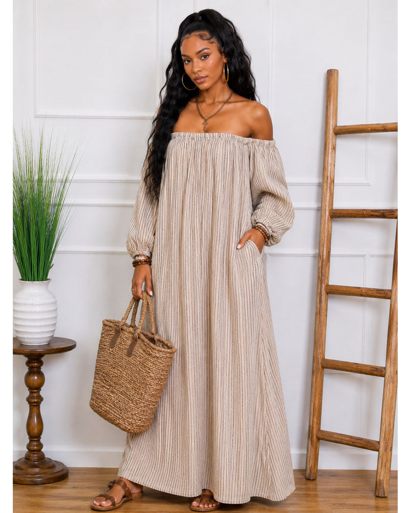 Golden Hour Off-Shoulder Dress