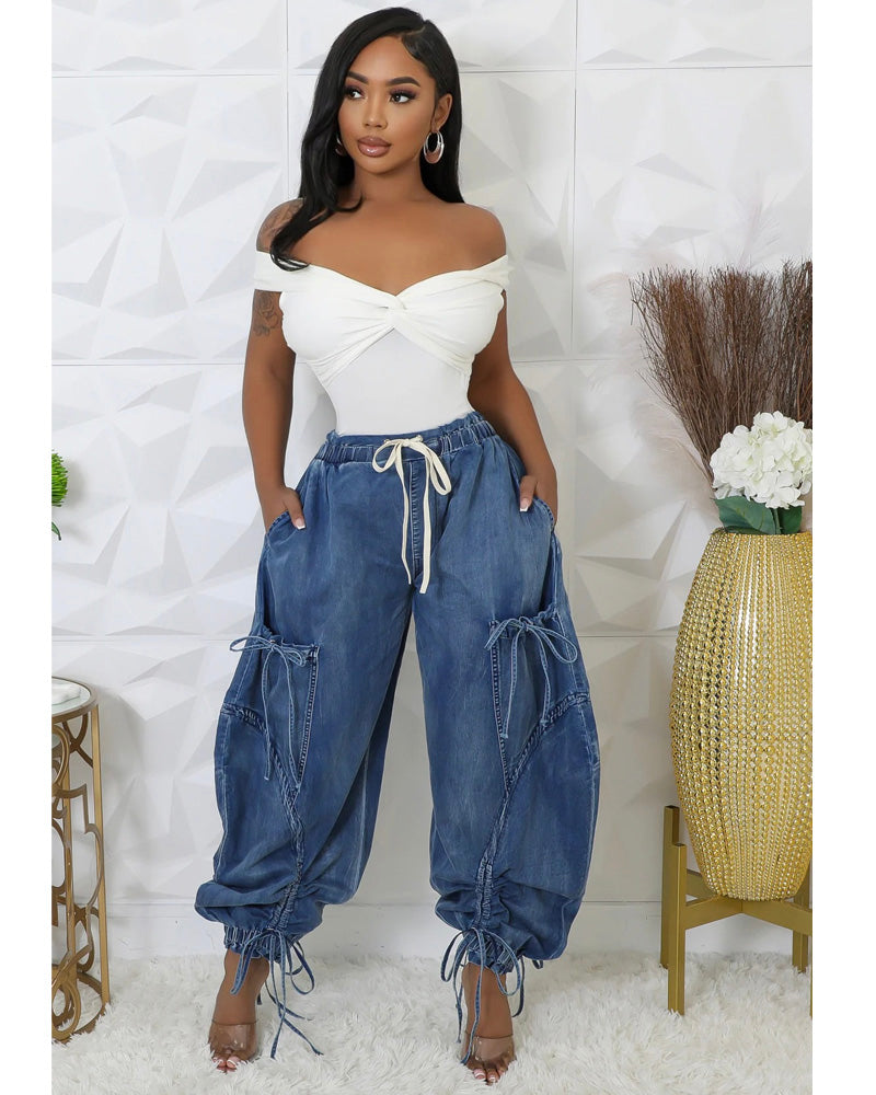 HER JEANIE DENIM JOGGERS