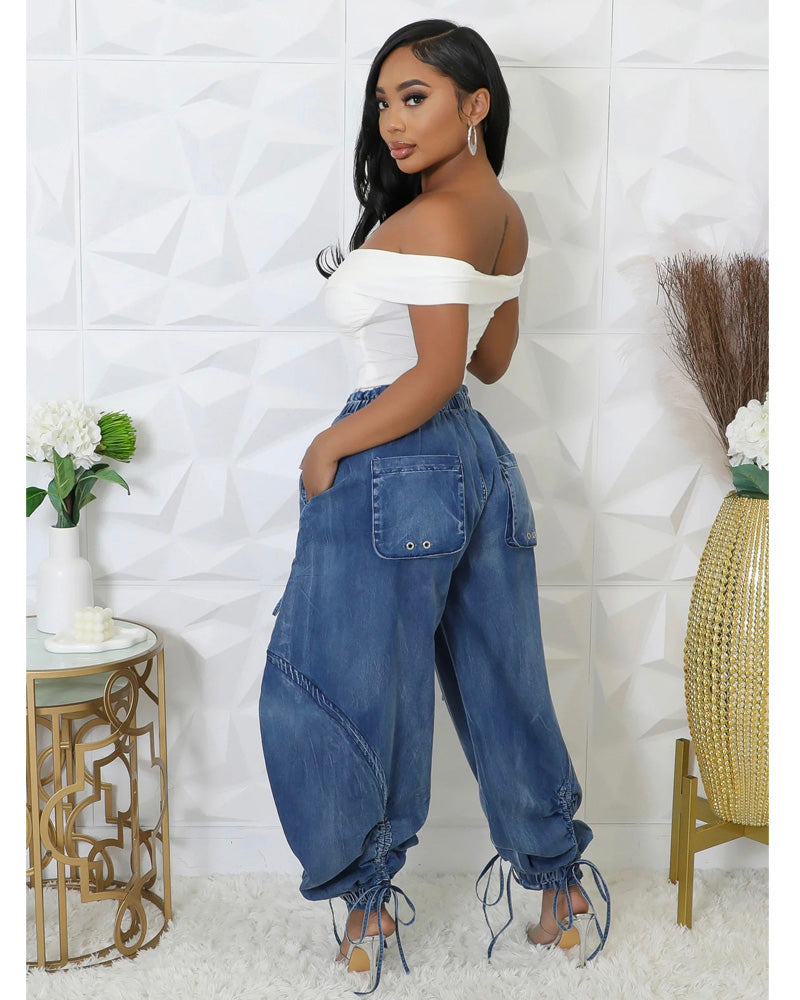 HER JEANIE DENIM JOGGERS