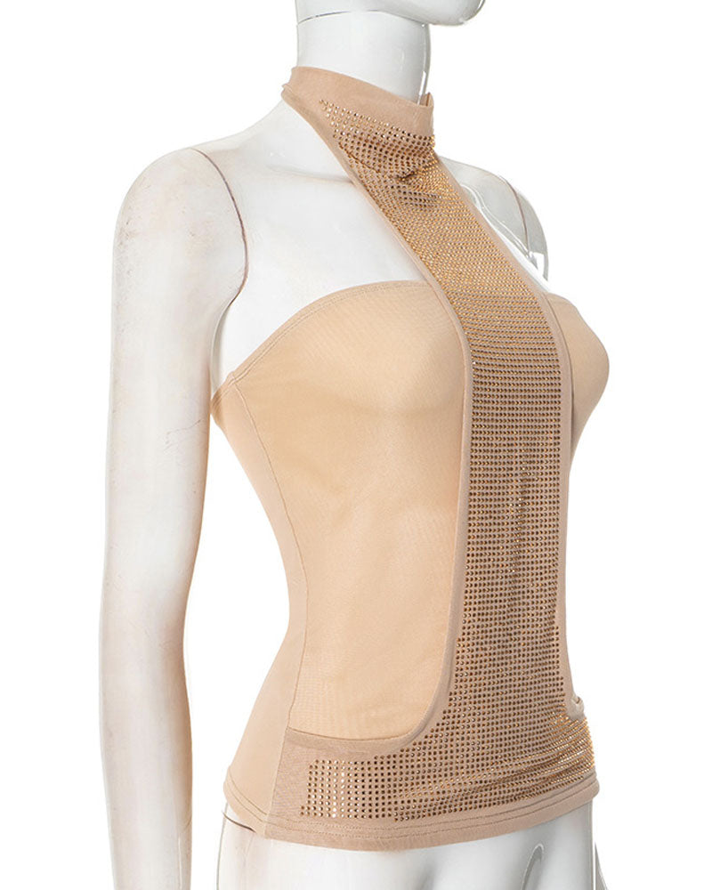 Halter-Neck Glitter Tank Top