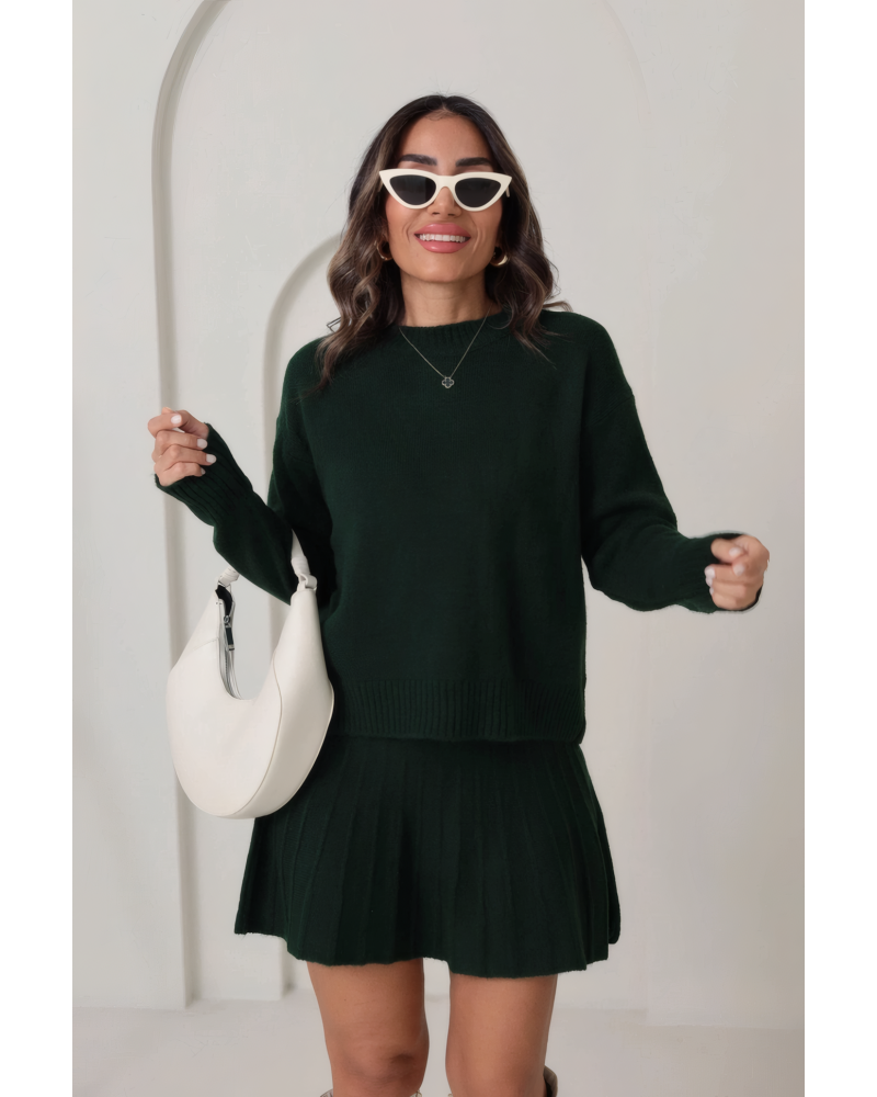 First Look Pleated Sweater Skirt Set
