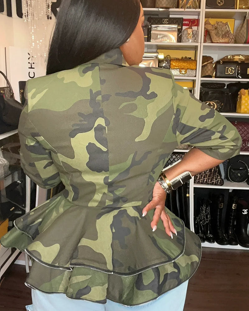 Insane Camo Peplum Jacket