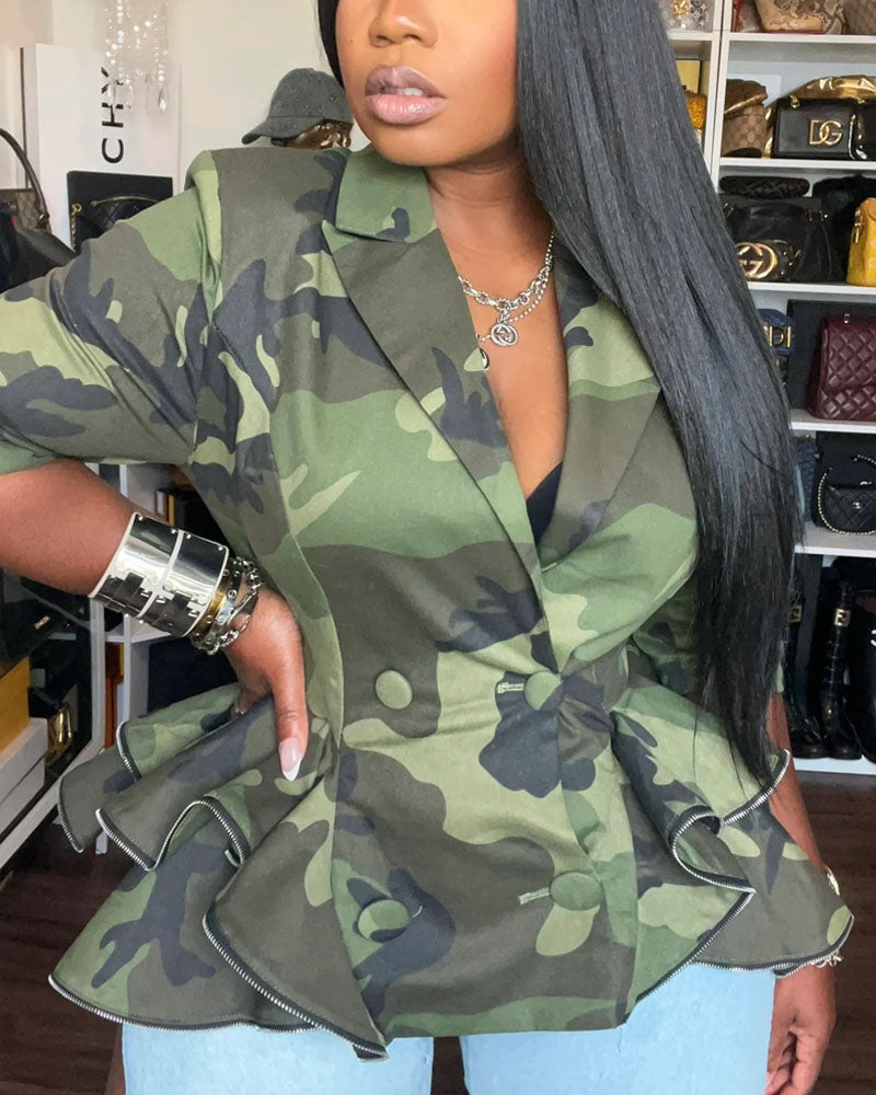 Insane Camo Peplum Jacket