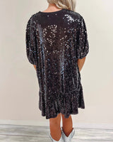 It's My Birthday Sequin Ruffle Dress