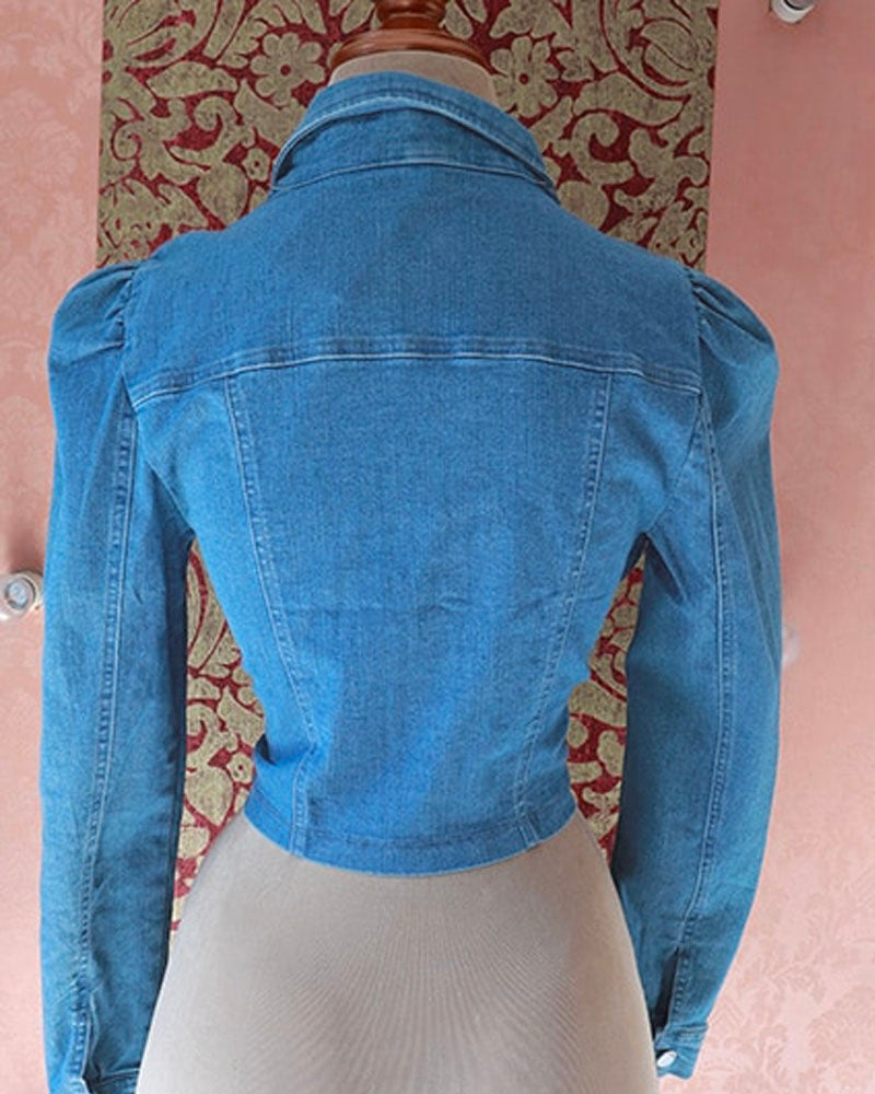 Denim Chic Ruched Top