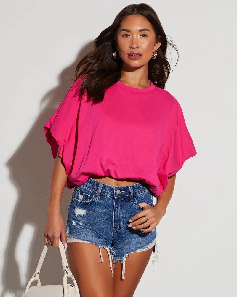 Kaylee Bubble Hem Cotton Crop Top