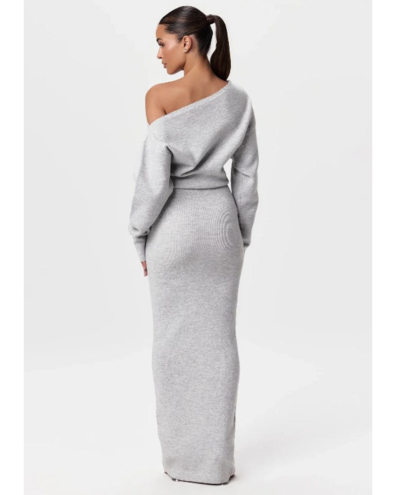 Knit Off-Shoulder Maxi Dress