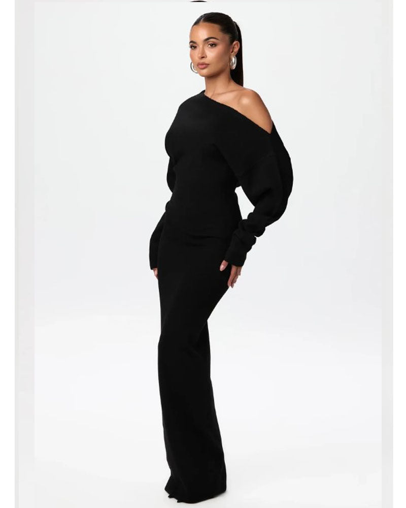 Knit Off-Shoulder Maxi Dress