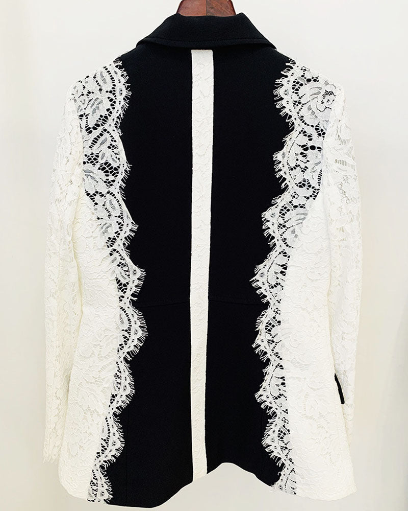 Lace Hugged Contrast Color Blazer