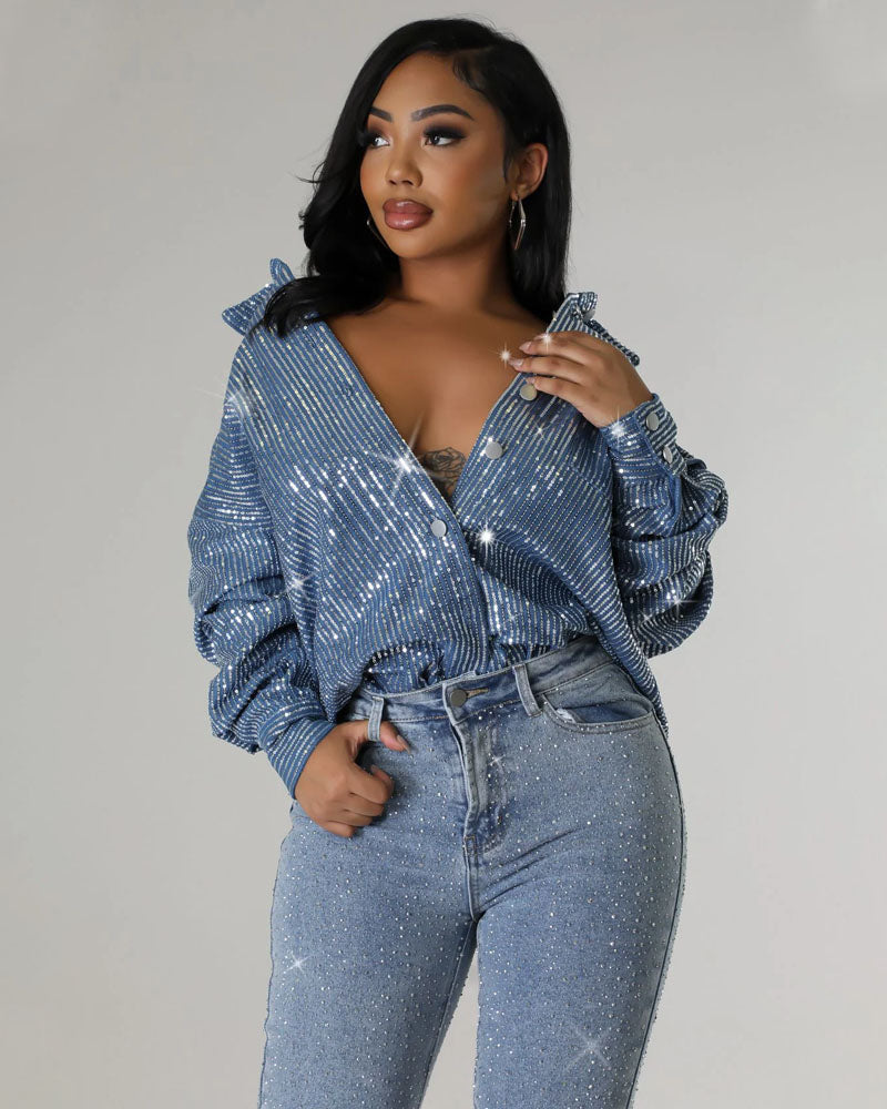 Denim Sequin Shirt