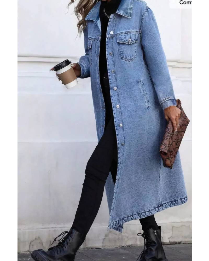 Follow My Lead Denim Trench